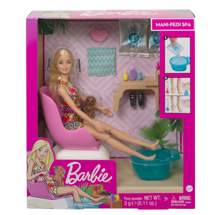 Mani Pedi Spa Playset With Blonde Barbie Doll