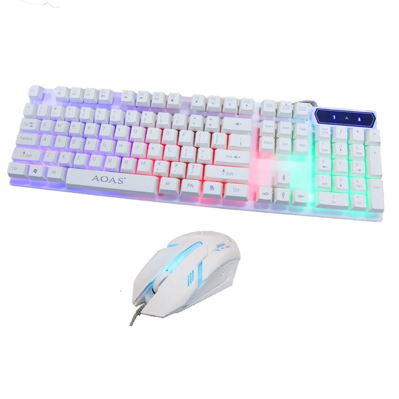 Super Gamer RGB Illuminated Keyboard & Mouse Set White