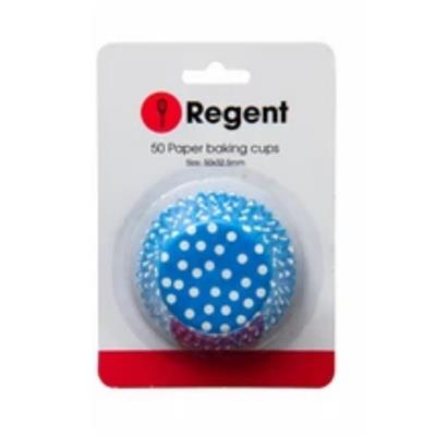 REGENT CAKE CUPS BLUE WITH WHITE DOTS 50pc